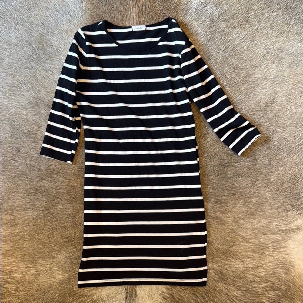 Classic Black and White Striped Dress